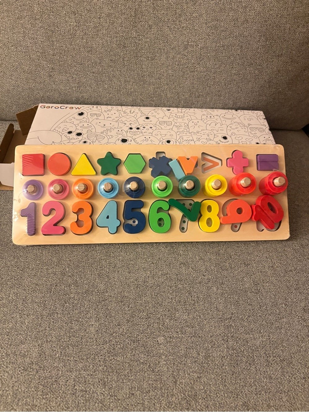 Wooden Numbers & Shapes Puzzle - Multicolor Educational Board